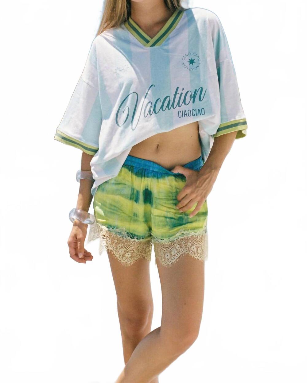 NEW CIAO CIAO VACATION women's vacation stripe tee in blue